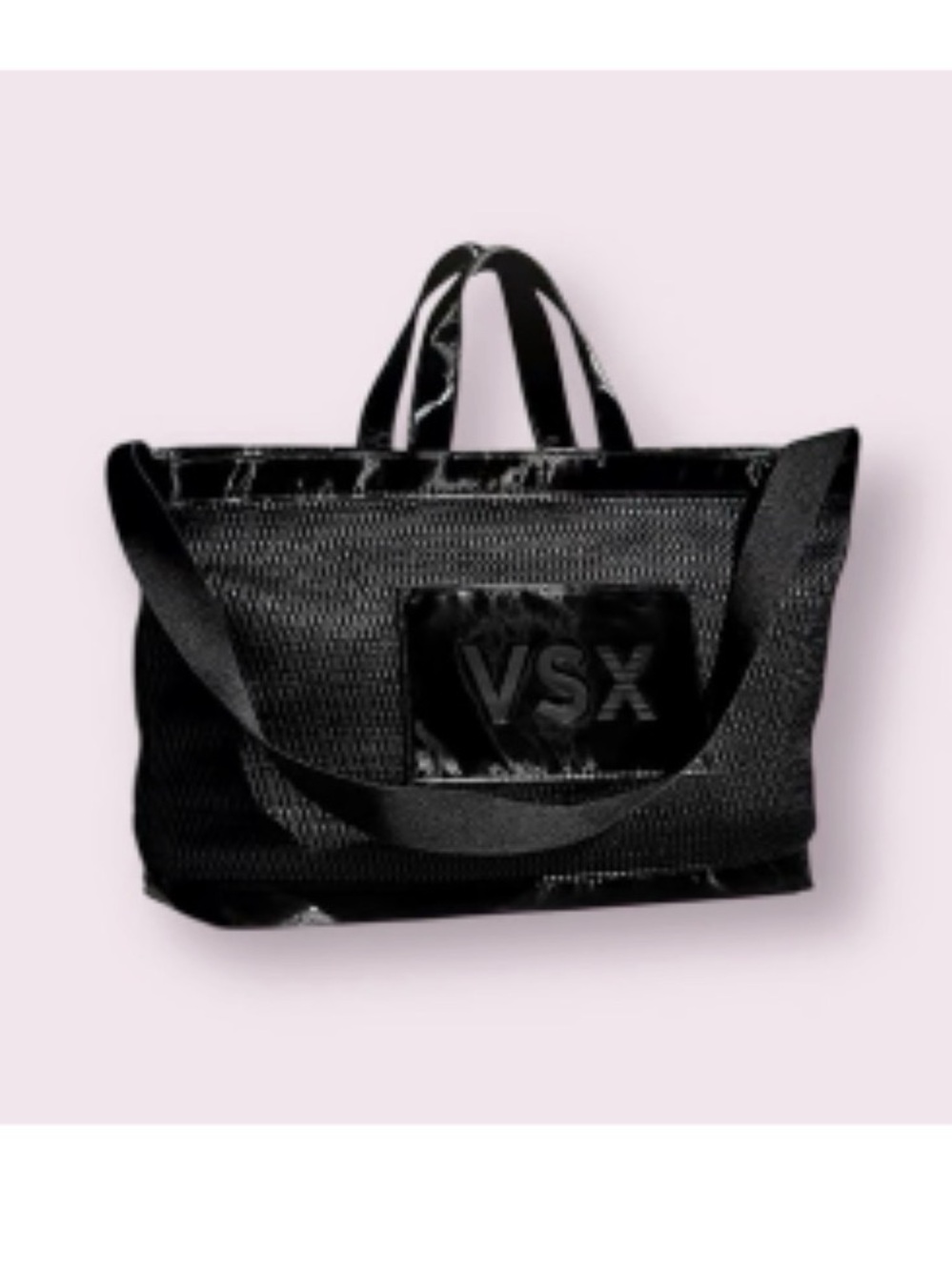 VSX Black Mesh Carry-All Tote with Shoulder Strap